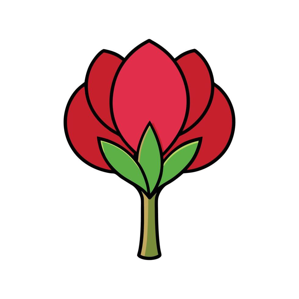 Vivid Tulip Tree Design. Cartoon Art Tree Illustration. vector