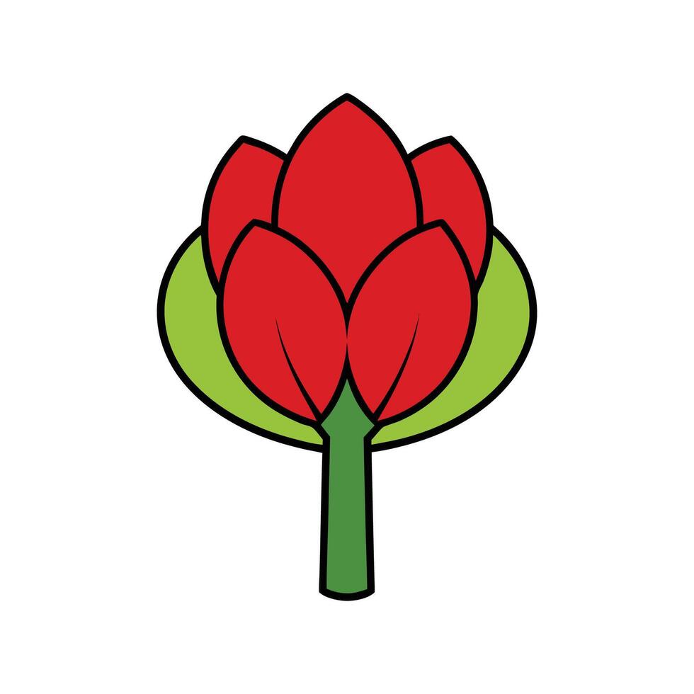 Charming Tulip Tree Illustration. Cartoon Art Tree Illustration. vector