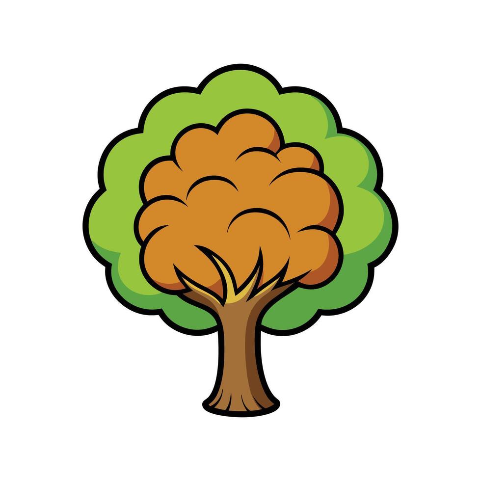 Charming Walnut Tree Illustration. Cartoon Art Tree Illustration. vector