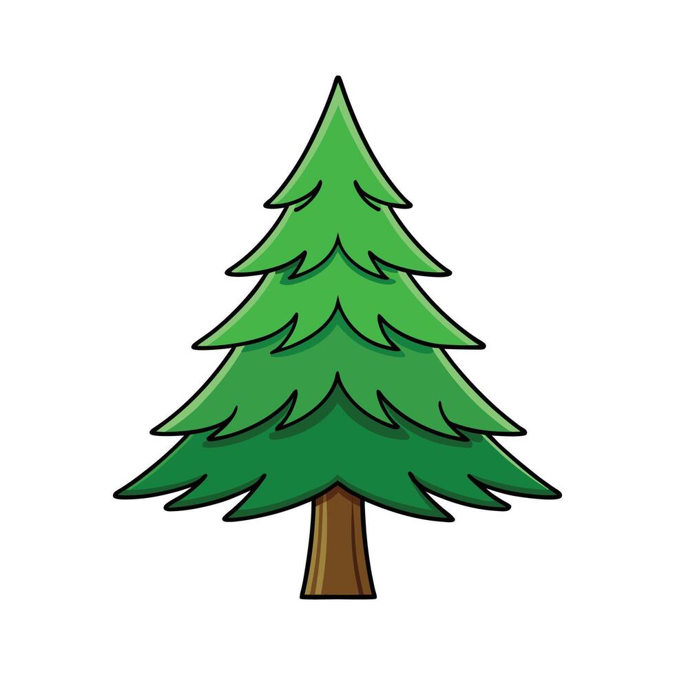 Vivid Western White Pine Tree Design. Cartoon Art Tree Illustration. vector
