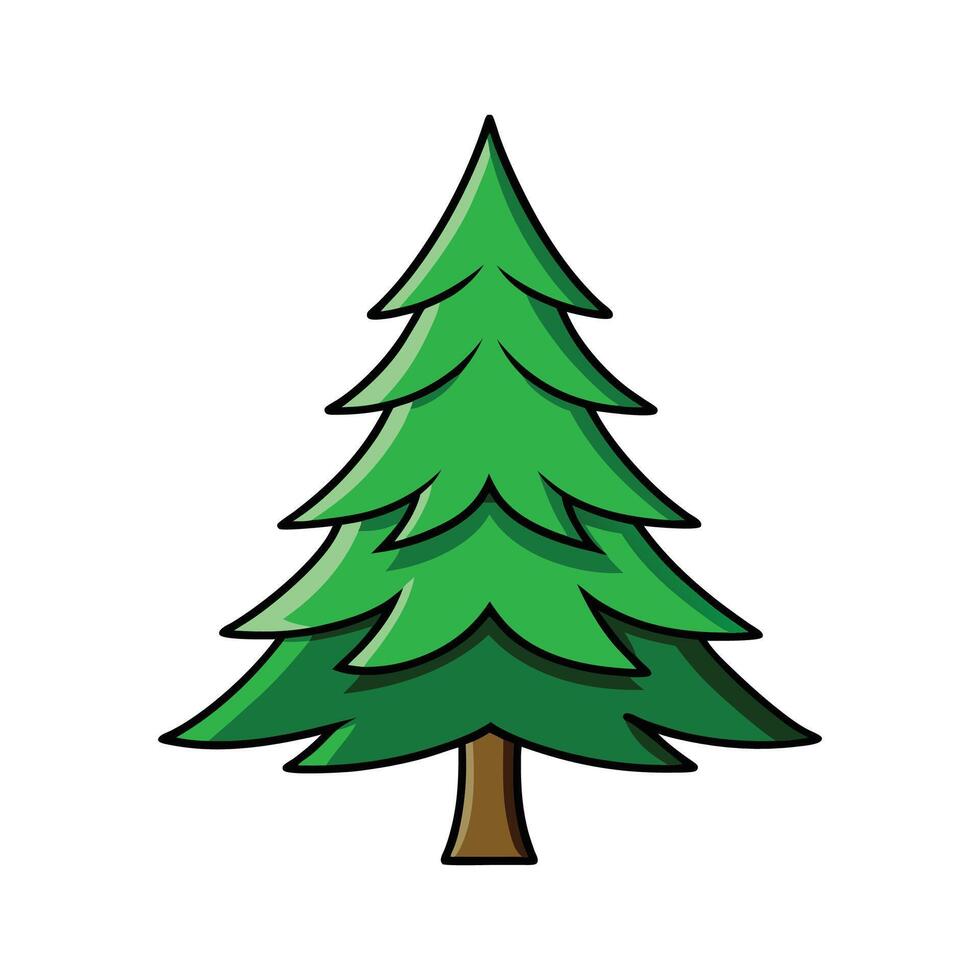 Charming Western White Pine Tree Illustration. Cartoon Art Tree Illustration. vector