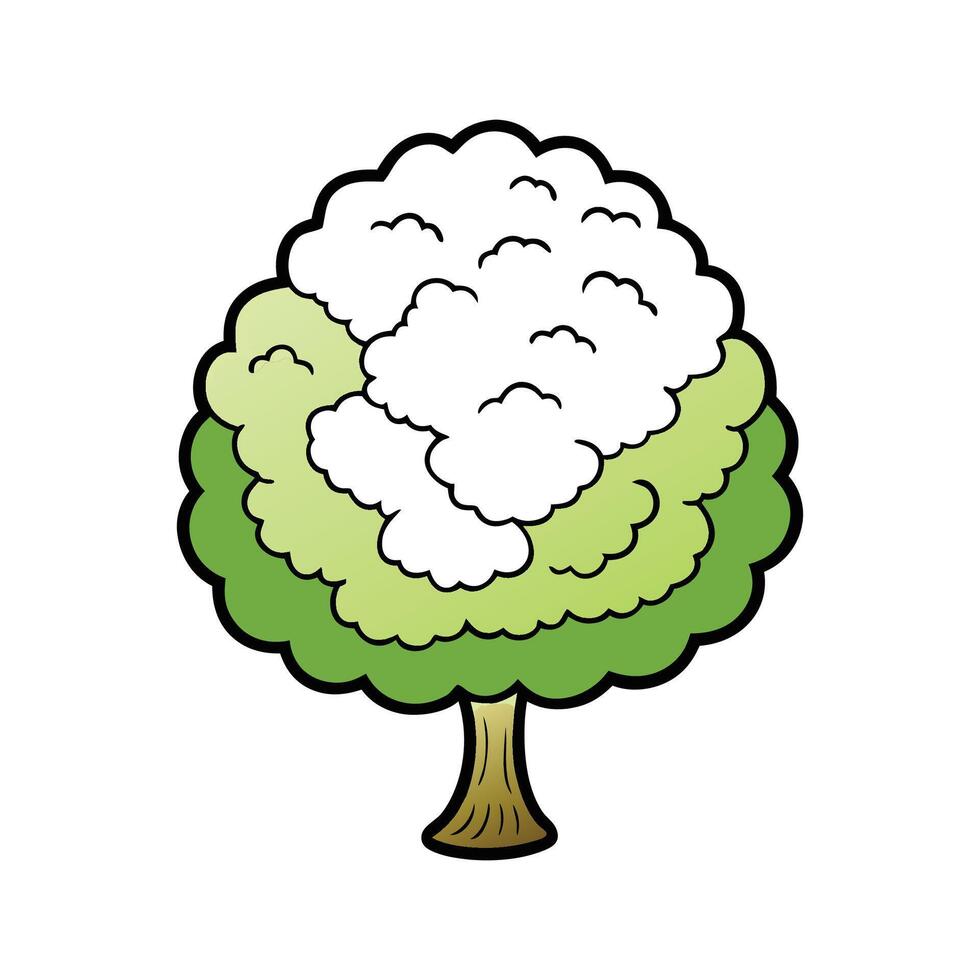 Charming White Mulberry Tree Illustration. Cartoon Art Tree Illustration. vector