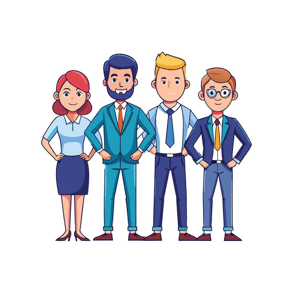 United Business Team with Hands Behind Their Backs vector