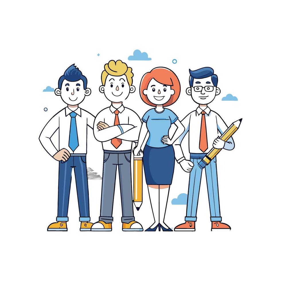 Confident Team Member Holding Presentation Materials vector