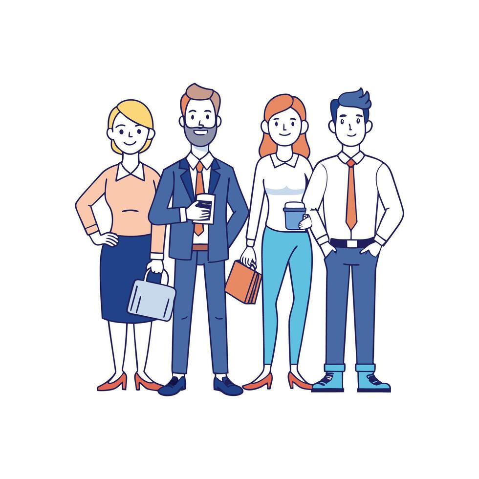 Small Group of Confident Entrepreneurs in Action vector