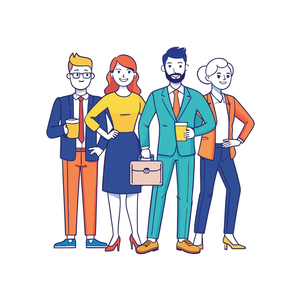 Confident Group of Four Entrepreneurs Collaborating vector