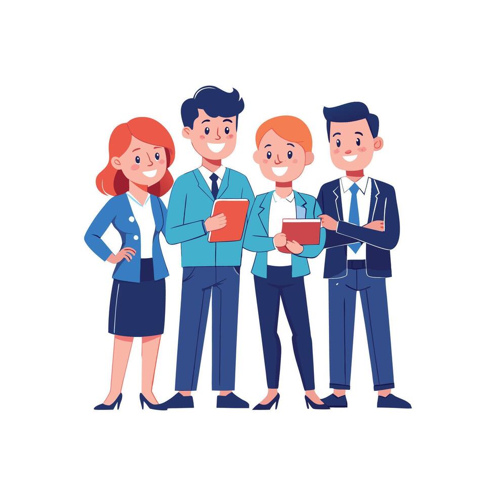 Corporate Team Member Sharing Document with Group vector
