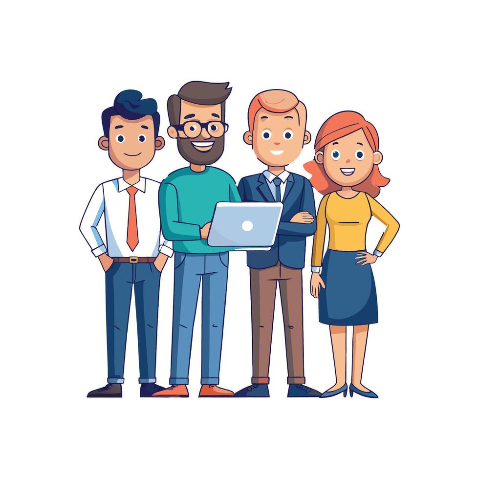 Engaged Team with Member Holding Document vector