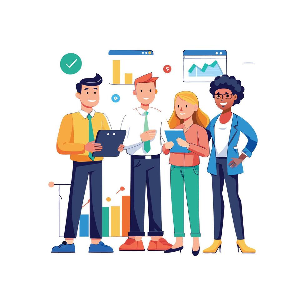 Corporate Team Member Sharing Critical Document vector