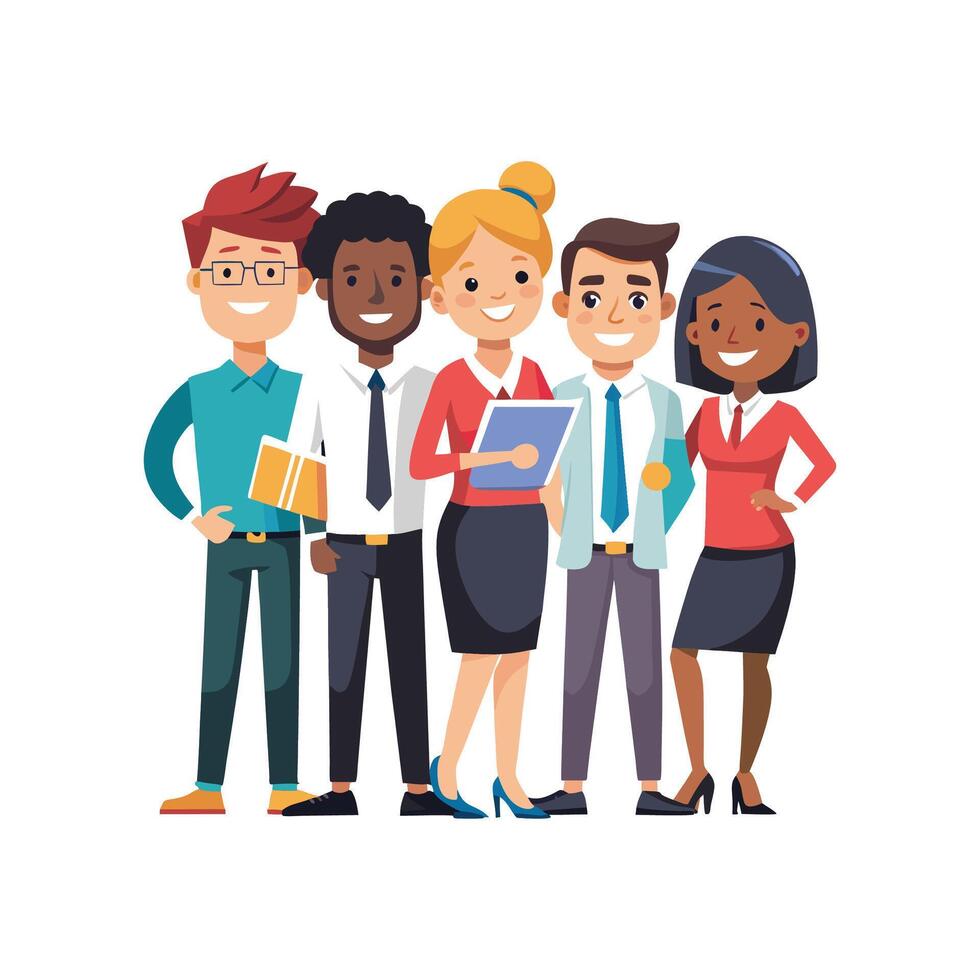 Standing Diverse Team Member Holding Briefcase vector