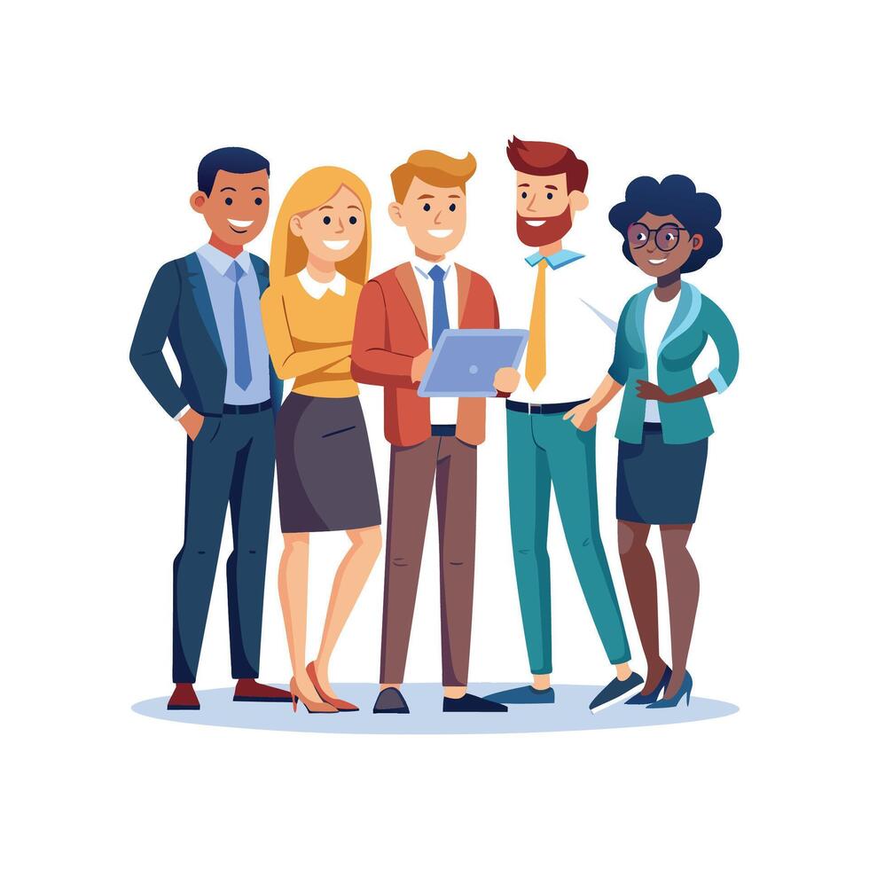 Standing Diverse Team Member with Checkered Shirt vector