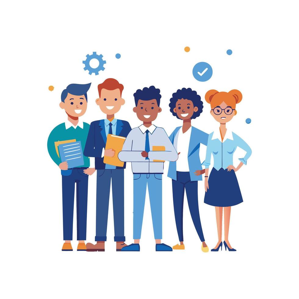 Team Member Holding Document for Presentation vector