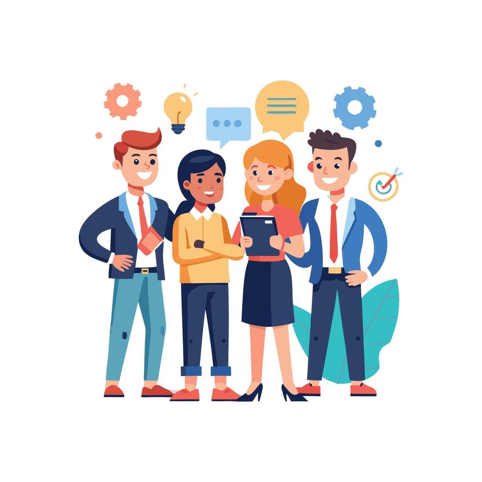 Diverse Team with Member Holding Brief vector