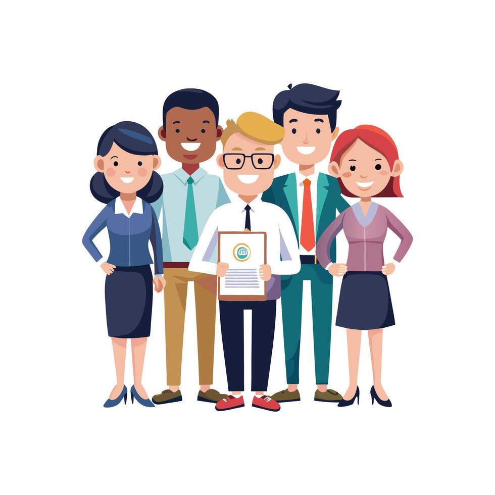Diverse Member Holding Document in Active Discussion vector