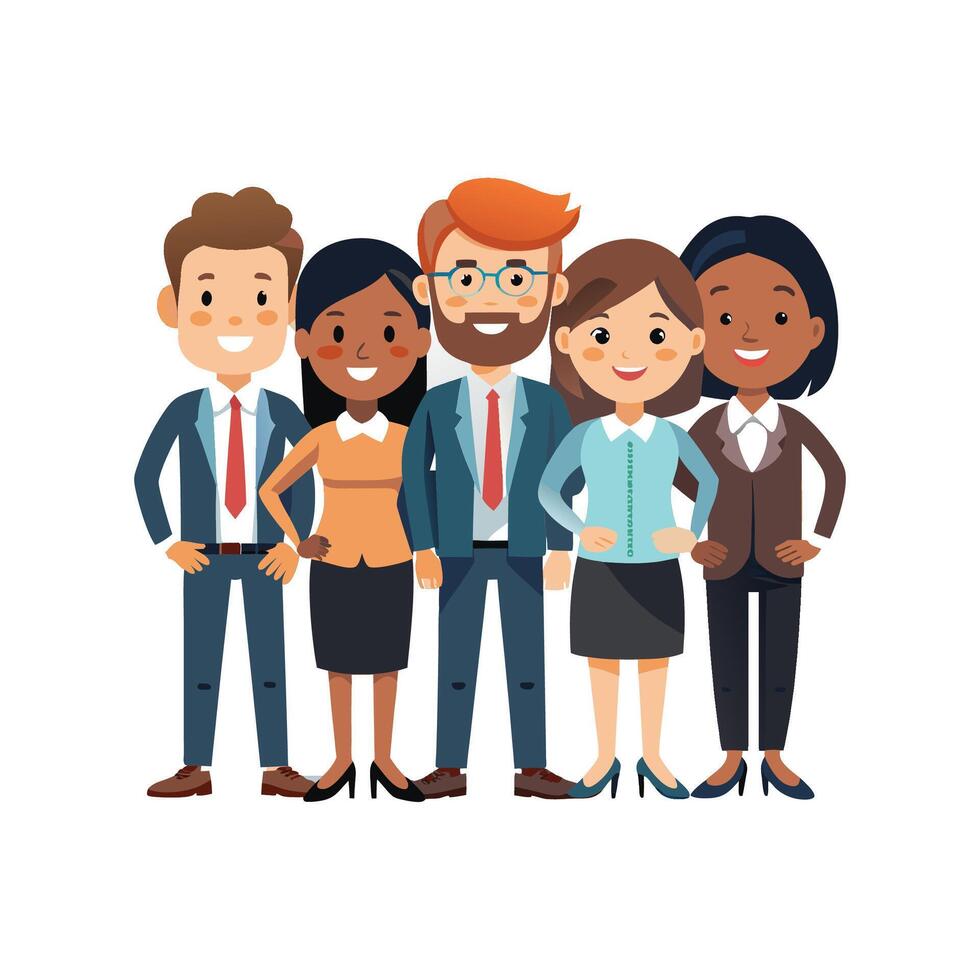 Cartoon Design of Smiling Diverse Corporate Team vector