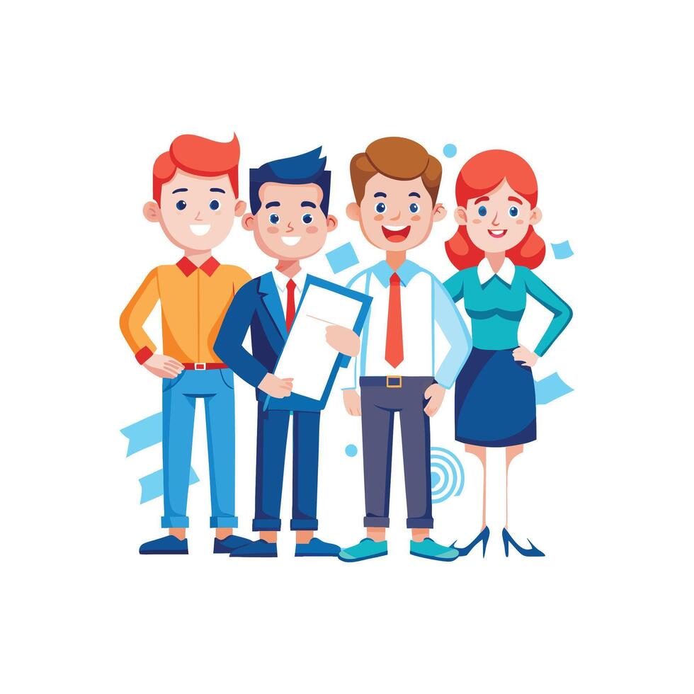 Diverse Executive Member Holding Document with Focus vector