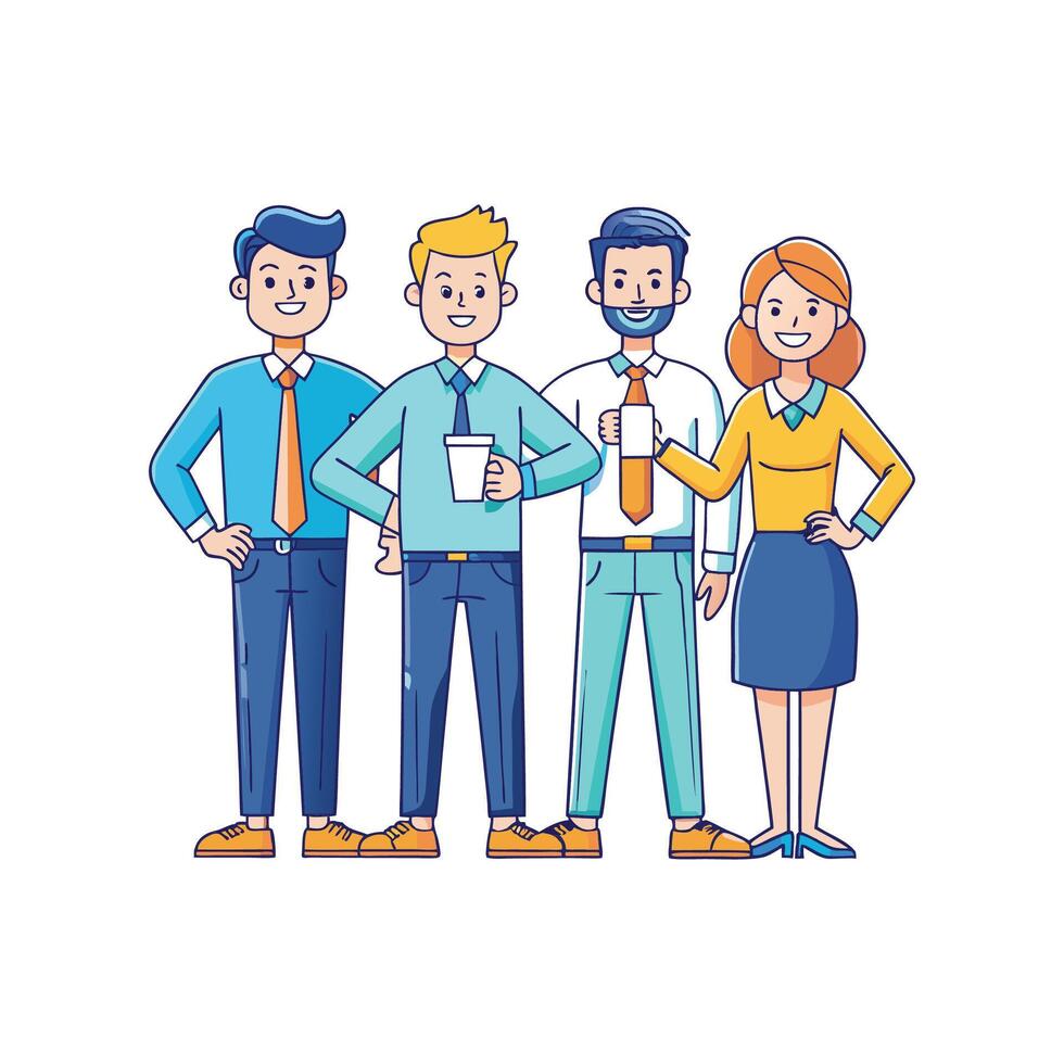 Effective Teamwork Among Executives in Workplace Setting vector