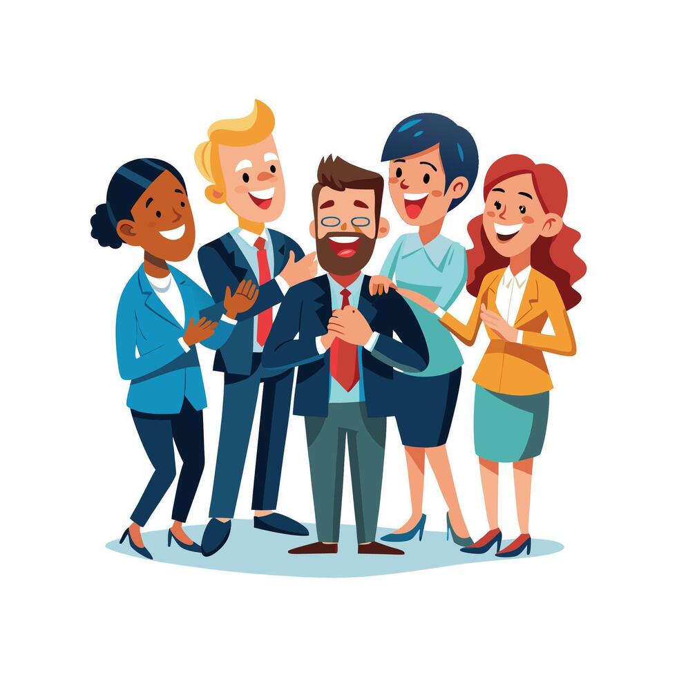 Lighthearted Business Group Participating in Dialogue vector