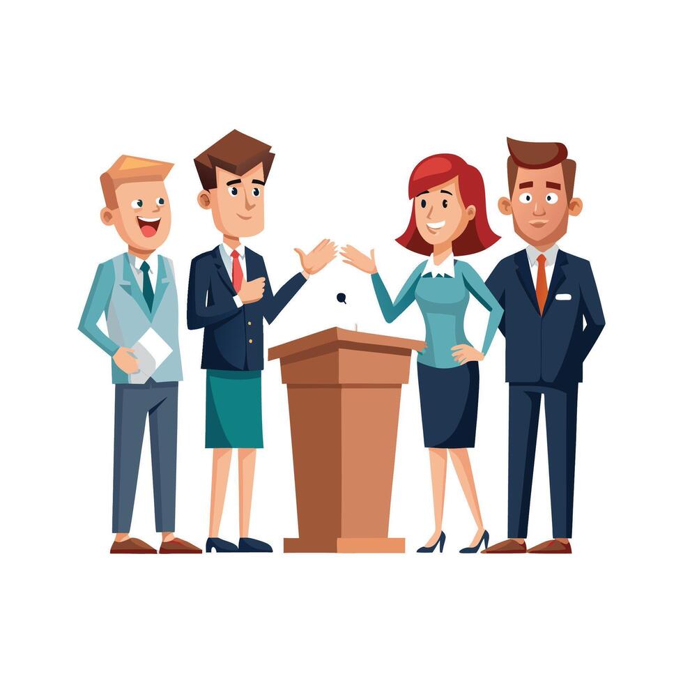 Business Professionals Engaged in Meaningful Debate vector