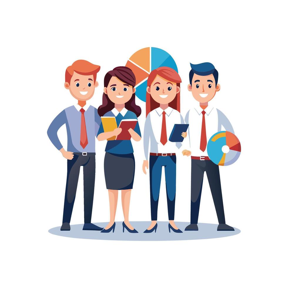 business people with business charts and graphs vector