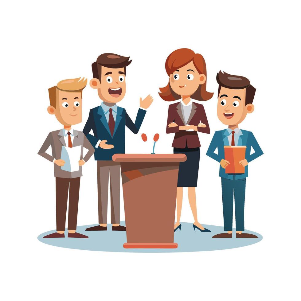 Team of Business Professionals Engaging in Debate vector