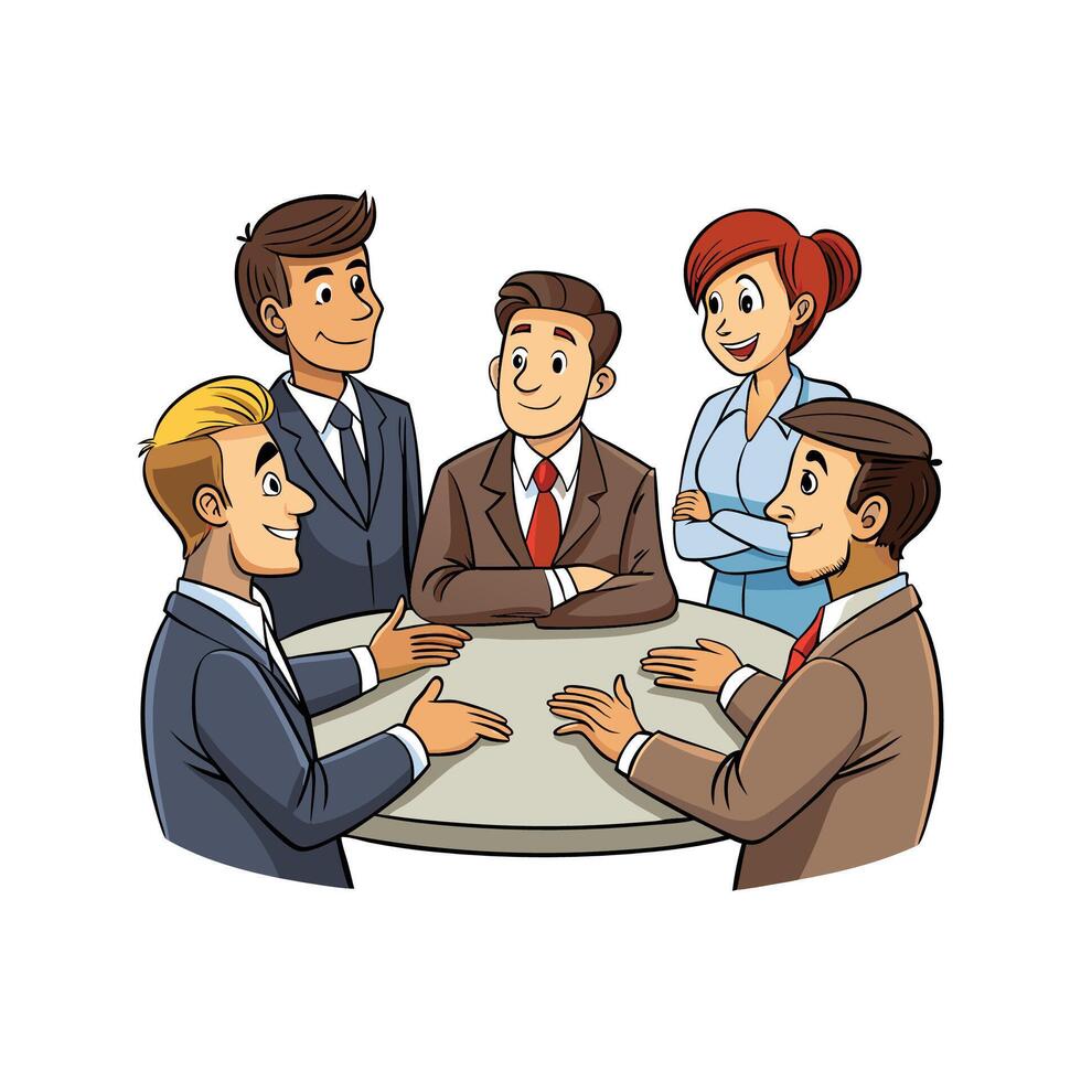 WellDressed Executives Engaged in Strategic Discussion vector