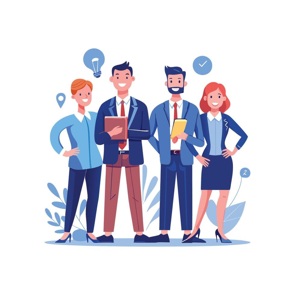Confident Group of Business Leaders Driving Success vector
