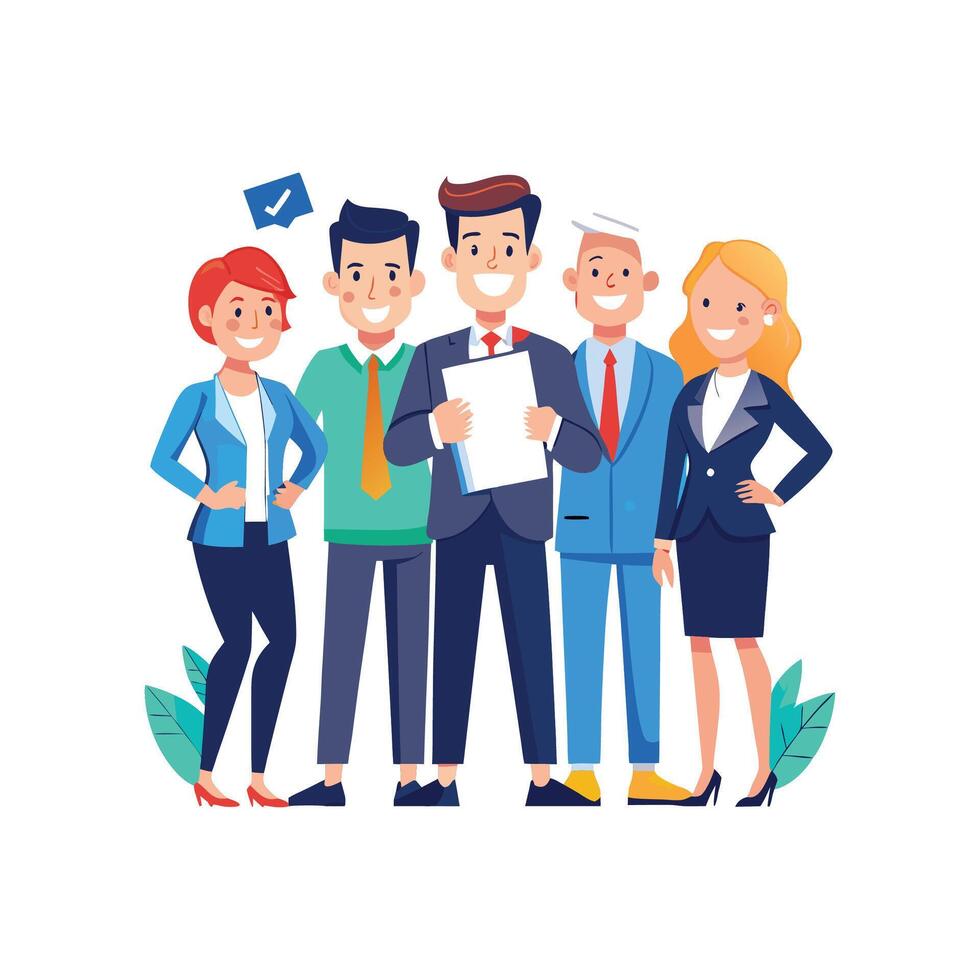 Team of Confident Business Professionals Standing United vector