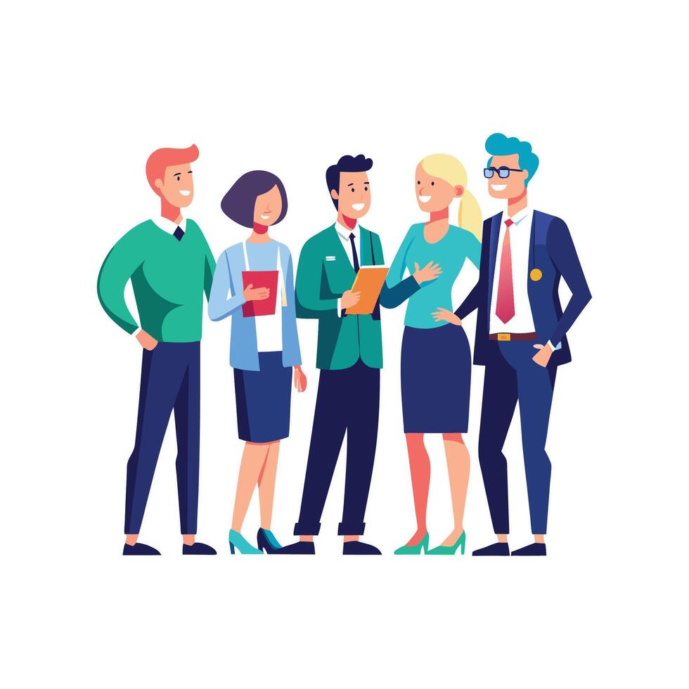 Inspiring Colleagues Talking Together in Workplace vector