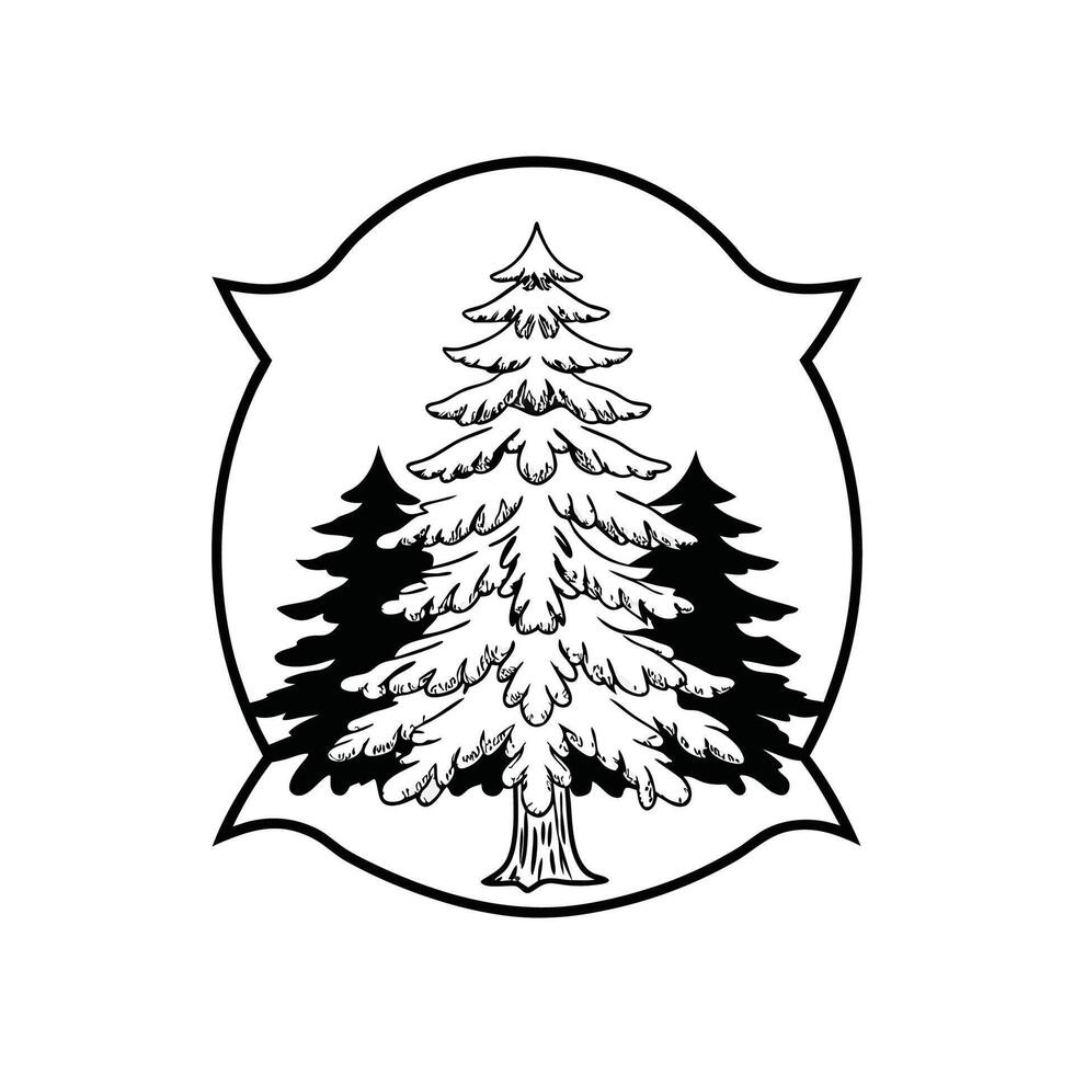 White Fir Tree Artistic Design vector