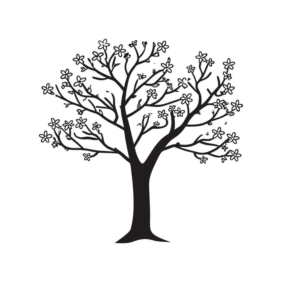 Stylized Wild Plum Tree Artwork vector