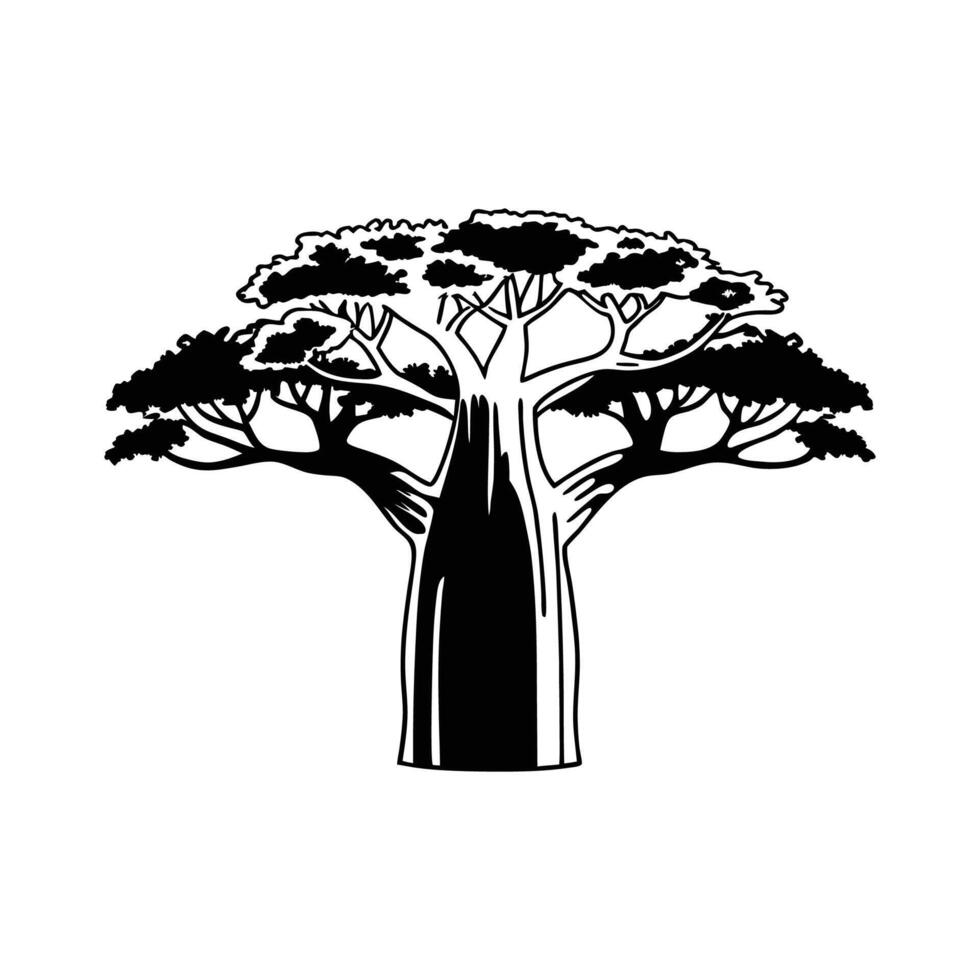 Baobab Tree Outline Design vector
