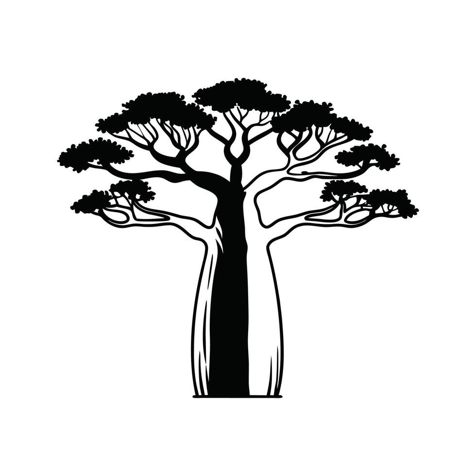 Artistic Outline Design of Baobab Tree vector