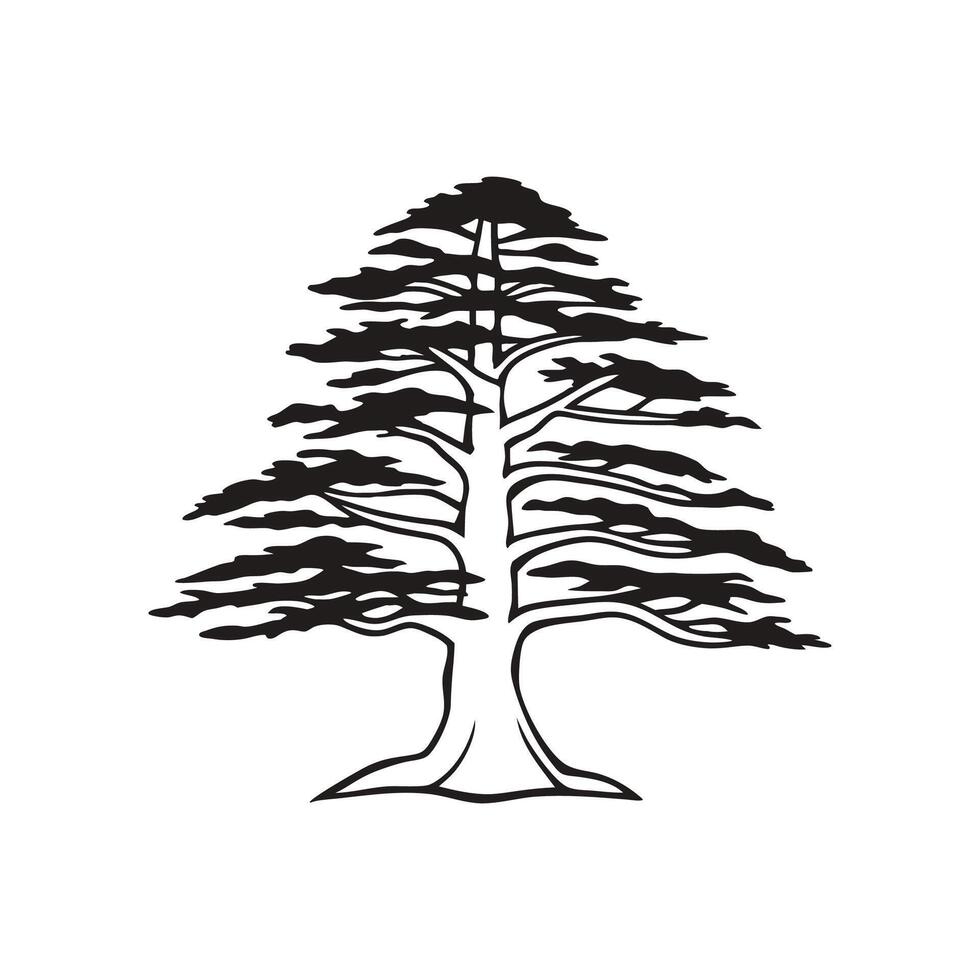 Artistic Outline of Cedar Tree Design vector