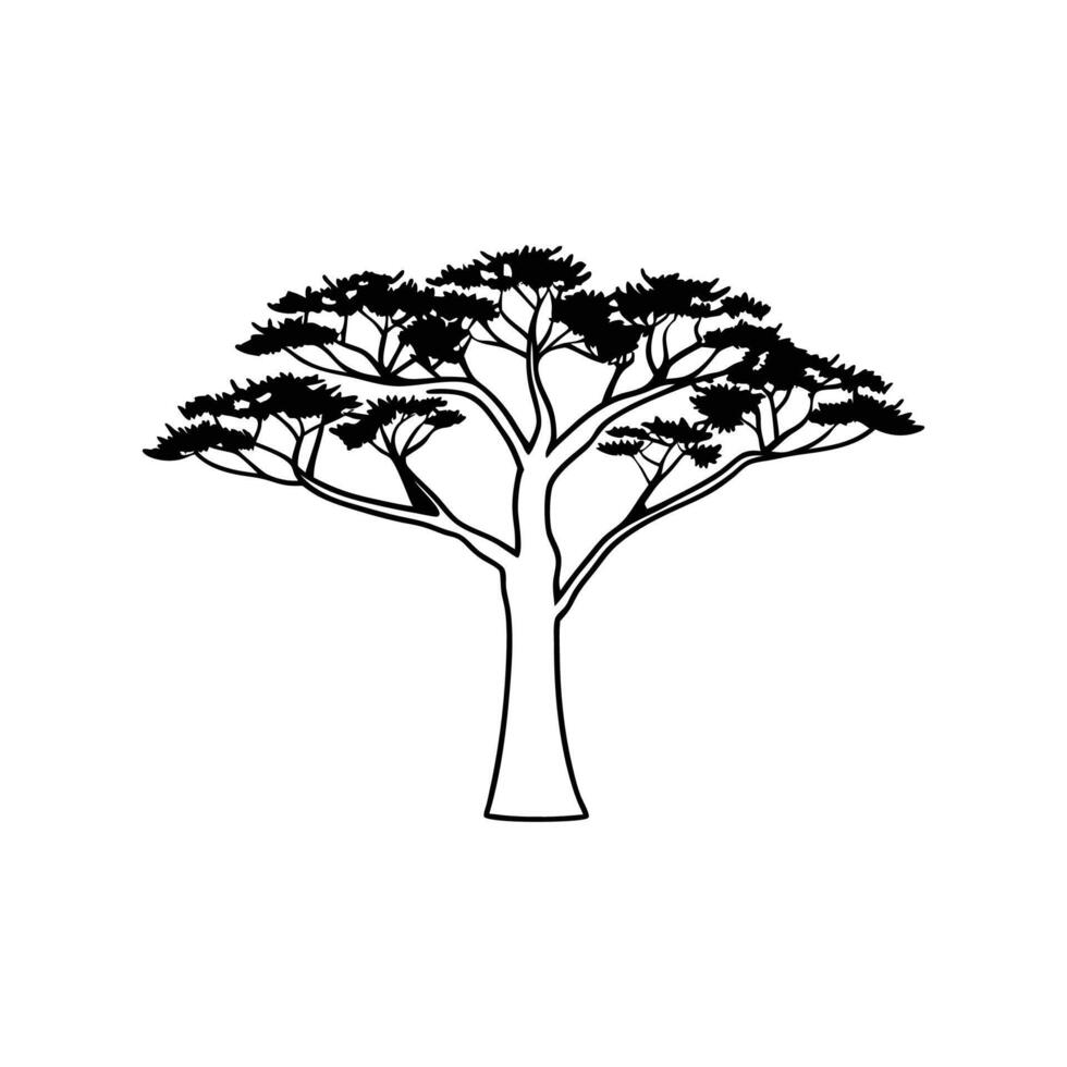 Bold Outline Art of Chinese Pistache Tree vector