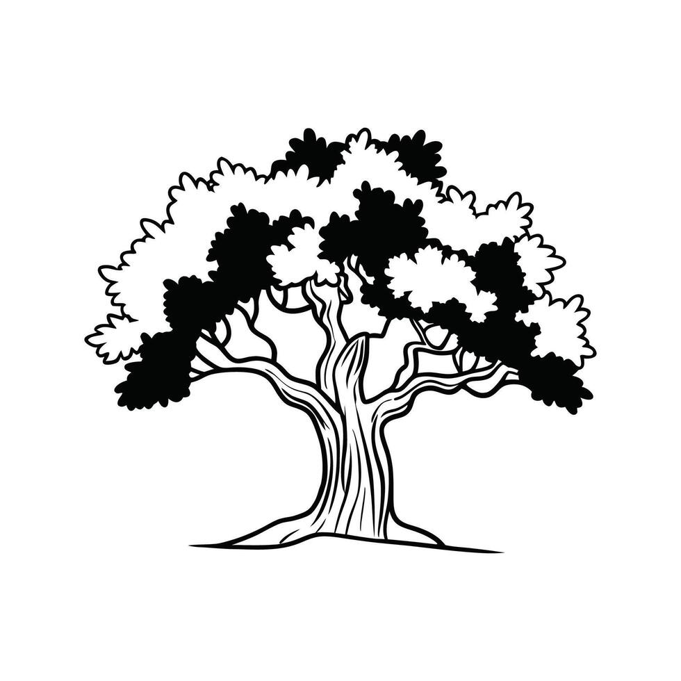 Cork Oak Tree Bold Outline Unique Design vector
