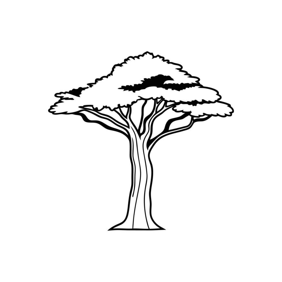 Unique Corkwood Tree Bold Outline Illustration vector