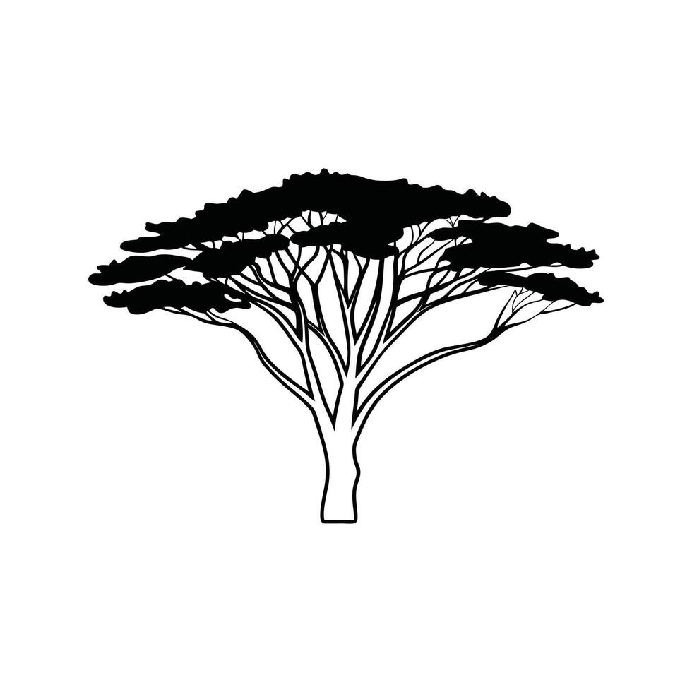 Cypress Tree Bold Outline Artistic Design vector