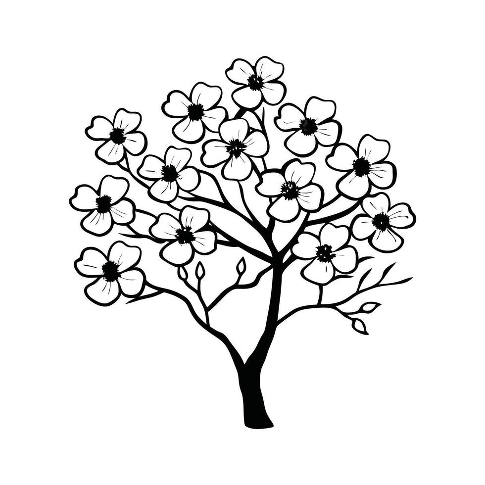 Stylish Dogwood Tree Illustration vector