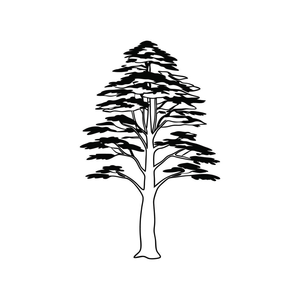 Eastern Raved Cedar Tree Bold Outline Design vector