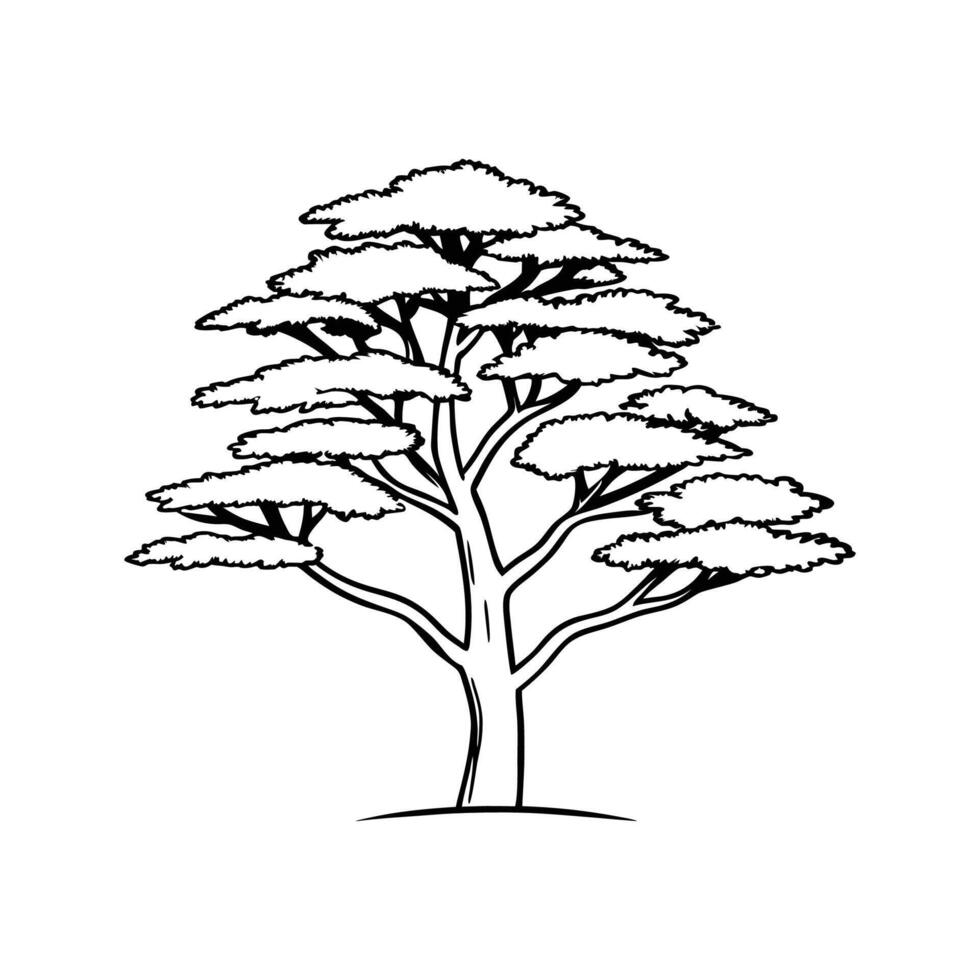 Eastern Red Cedar Tree Bold Outline Design vector