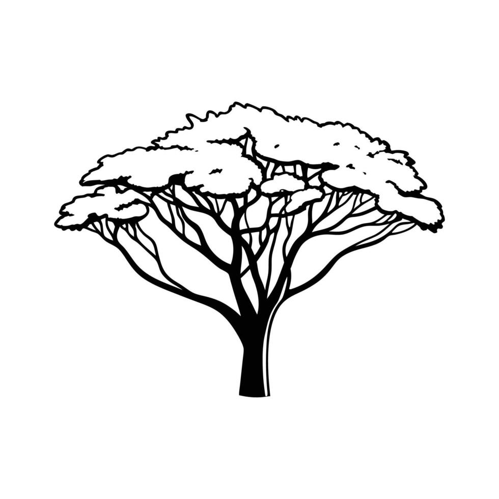 Unique Ebony Tree Bold Outline Illustration vector