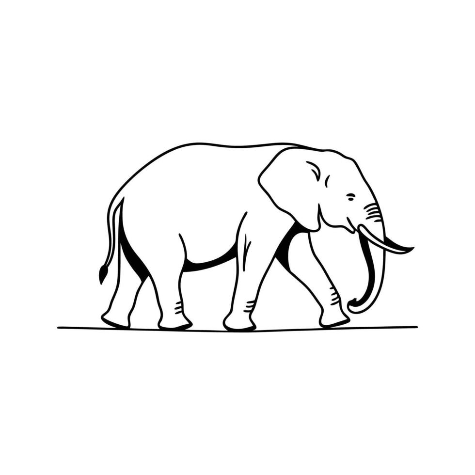 Artistic Outline of Elephant Walking Slowly vector
