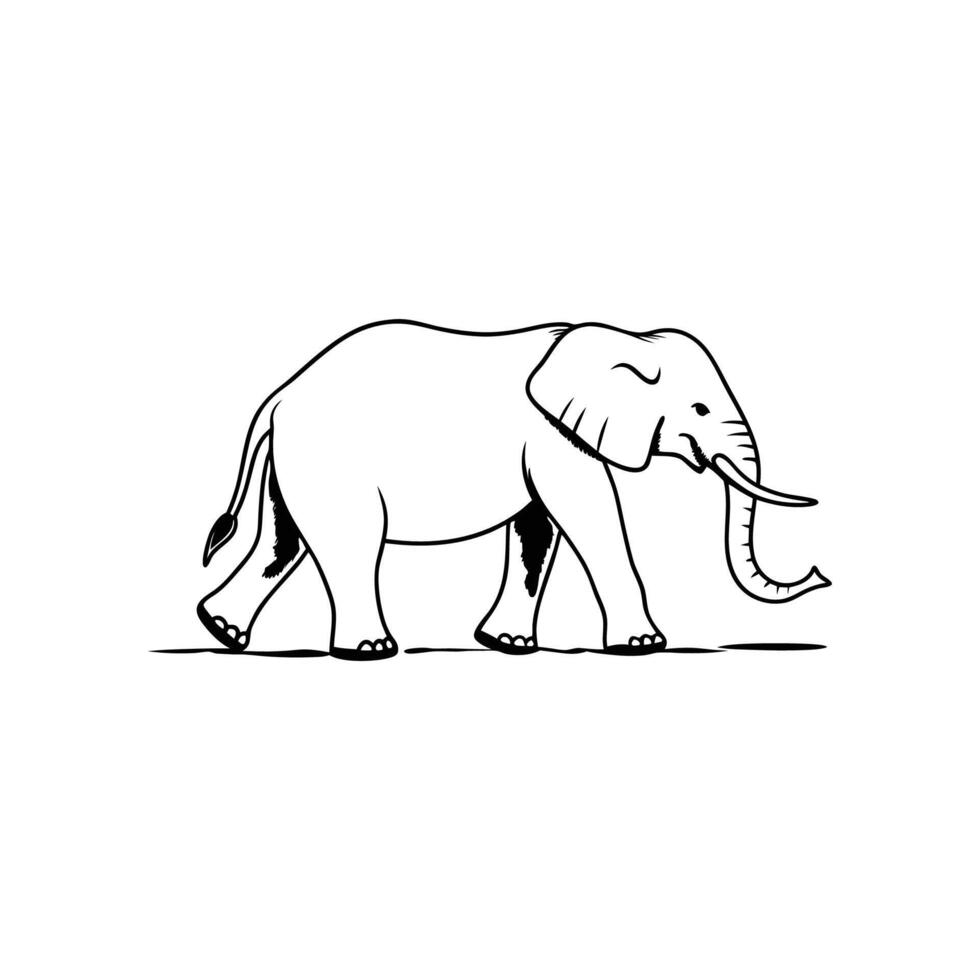 Elegant Elephant Walking Slowly Design Outline vector