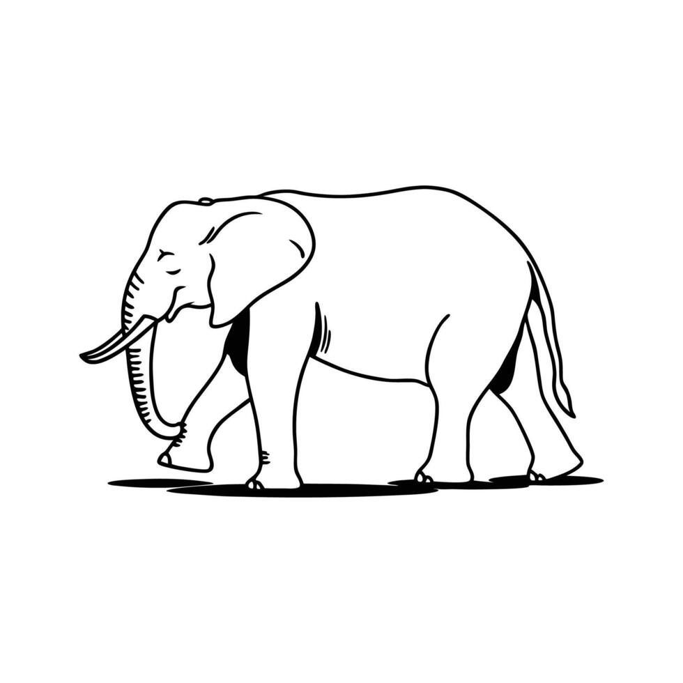 Elephant Walking Slowly Bold Outline Design vector