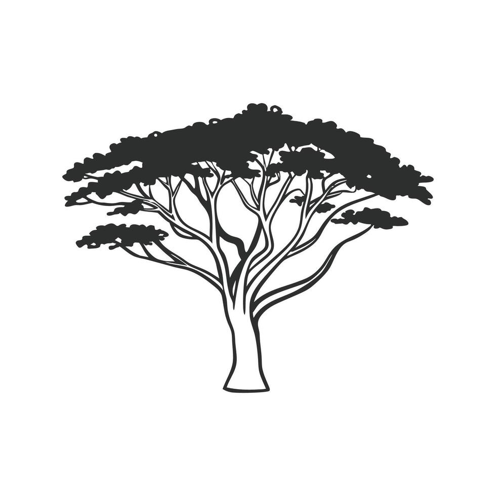 False Acacia Tree Bold Outline Unique Design vector