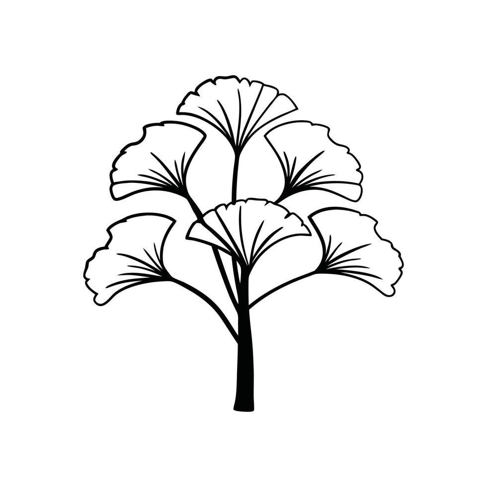 Ginkgo Tree Bold Outline Artistic Design vector
