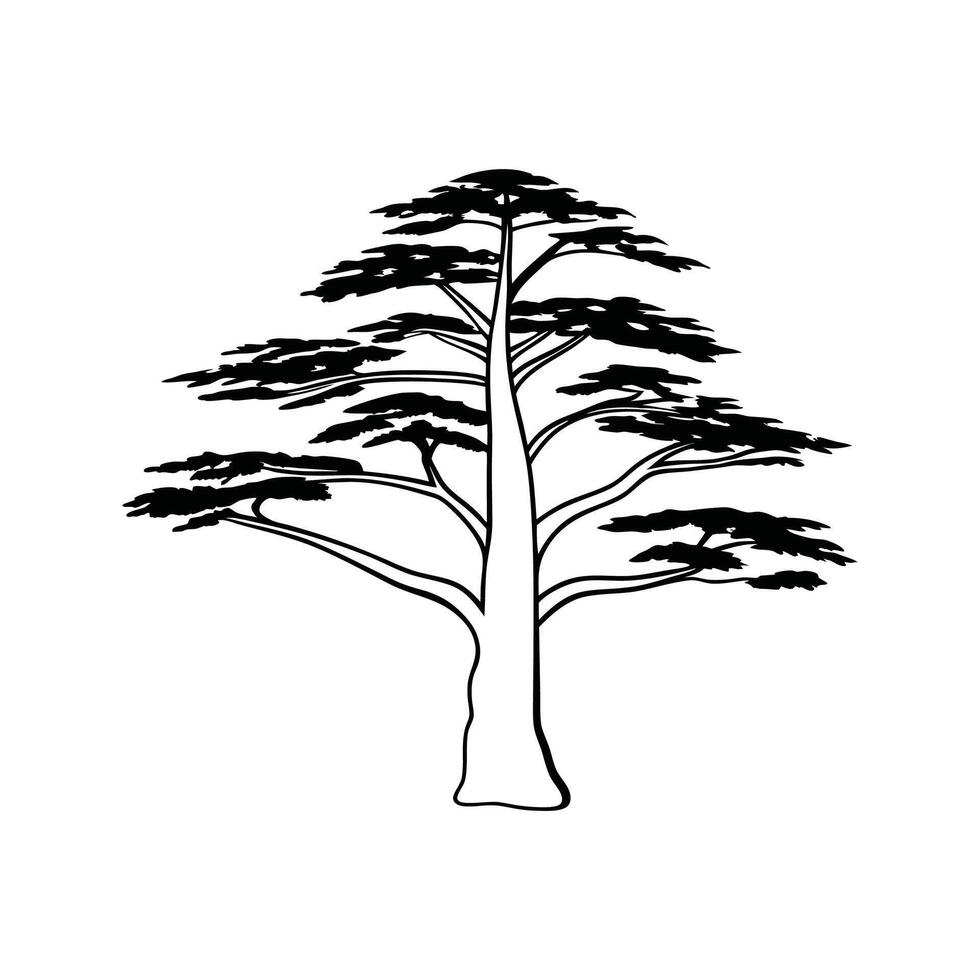 Stylish Himalayan Cedar Tree Illustration vector