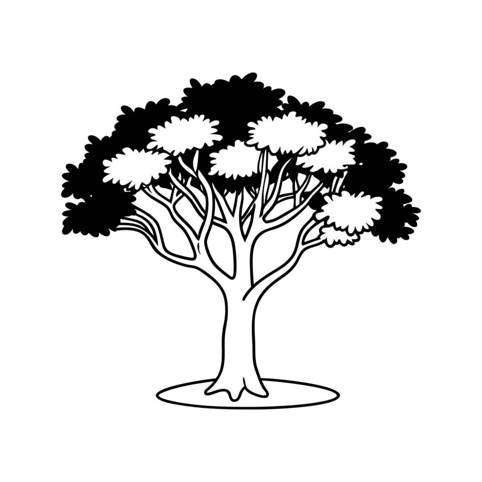 Elegant Indian Sandalwood Tree Design Outline vector
