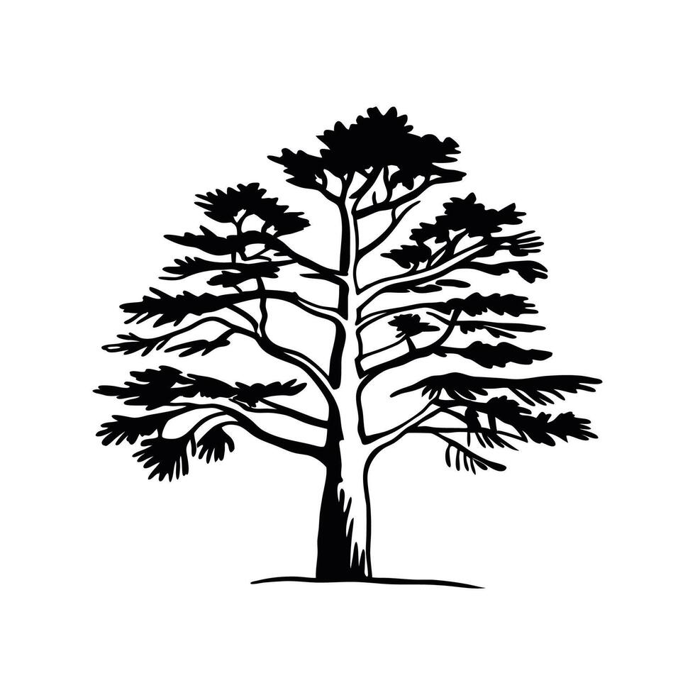 Unique Larch Tree Bold Outline Illustration vector